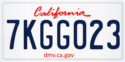 CA license plate 7KGG023