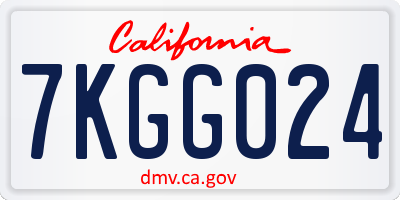 CA license plate 7KGG024