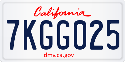 CA license plate 7KGG025