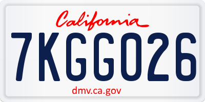 CA license plate 7KGG026