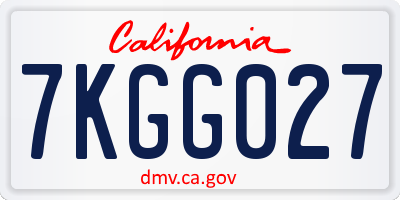 CA license plate 7KGG027