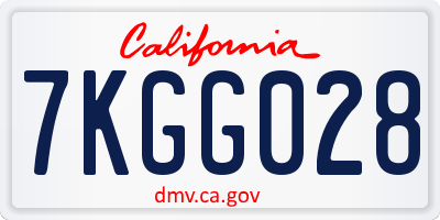 CA license plate 7KGG028
