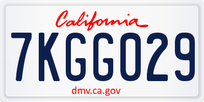 CA license plate 7KGG029