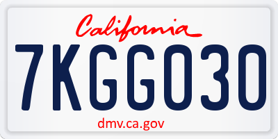 CA license plate 7KGG030