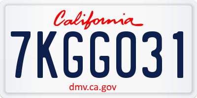 CA license plate 7KGG031