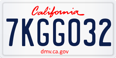 CA license plate 7KGG032