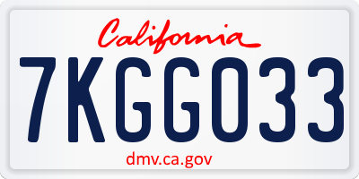 CA license plate 7KGG033