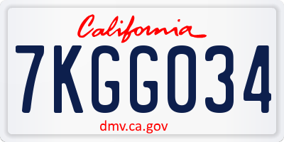CA license plate 7KGG034