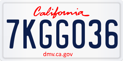CA license plate 7KGG036