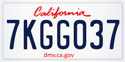 CA license plate 7KGG037