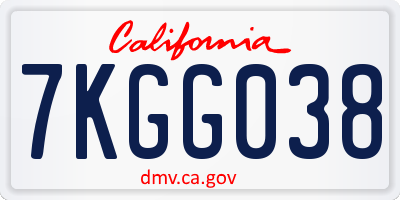 CA license plate 7KGG038