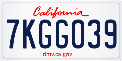 CA license plate 7KGG039