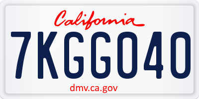 CA license plate 7KGG040
