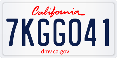 CA license plate 7KGG041