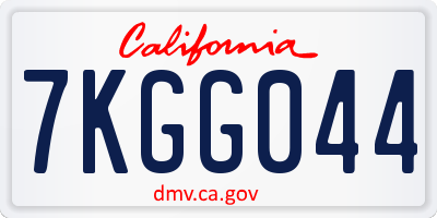CA license plate 7KGG044