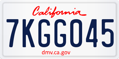 CA license plate 7KGG045
