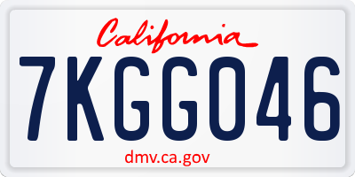 CA license plate 7KGG046