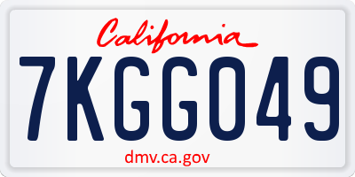 CA license plate 7KGG049