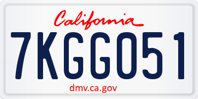 CA license plate 7KGG051