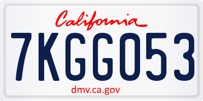 CA license plate 7KGG053