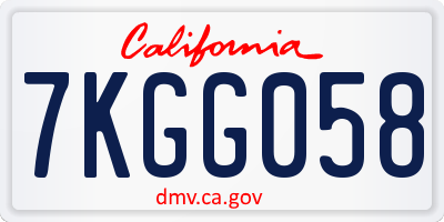 CA license plate 7KGG058