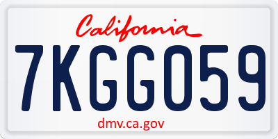 CA license plate 7KGG059