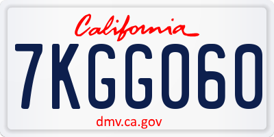 CA license plate 7KGG060