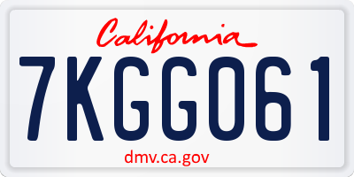 CA license plate 7KGG061
