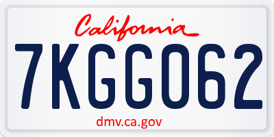 CA license plate 7KGG062