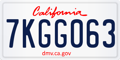 CA license plate 7KGG063