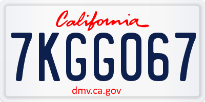 CA license plate 7KGG067