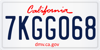 CA license plate 7KGG068