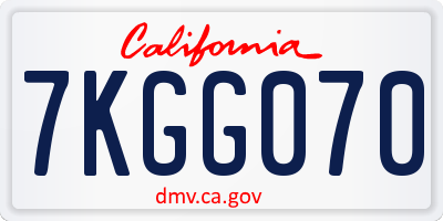 CA license plate 7KGG070