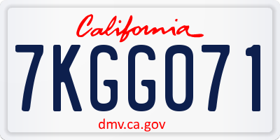 CA license plate 7KGG071