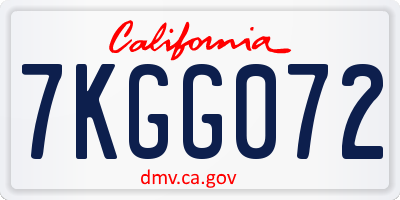 CA license plate 7KGG072