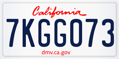 CA license plate 7KGG073