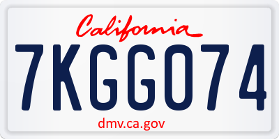 CA license plate 7KGG074