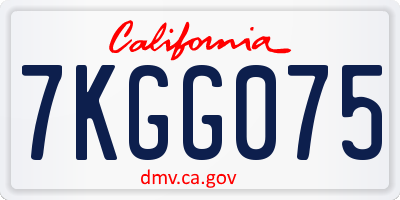 CA license plate 7KGG075