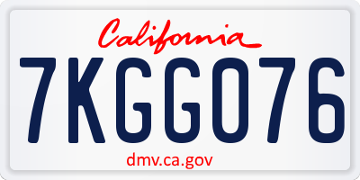 CA license plate 7KGG076