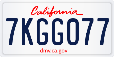 CA license plate 7KGG077
