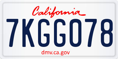 CA license plate 7KGG078