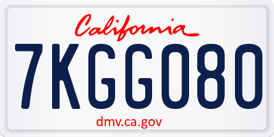 CA license plate 7KGG080
