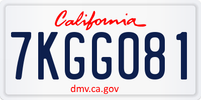 CA license plate 7KGG081