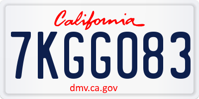 CA license plate 7KGG083