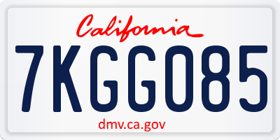CA license plate 7KGG085
