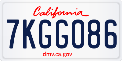 CA license plate 7KGG086