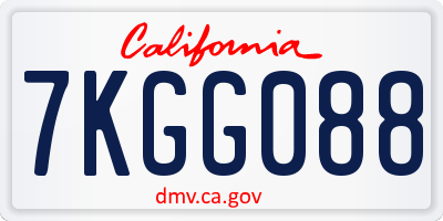 CA license plate 7KGG088