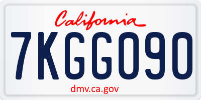 CA license plate 7KGG090