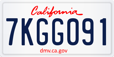 CA license plate 7KGG091