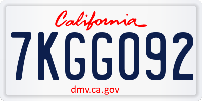 CA license plate 7KGG092